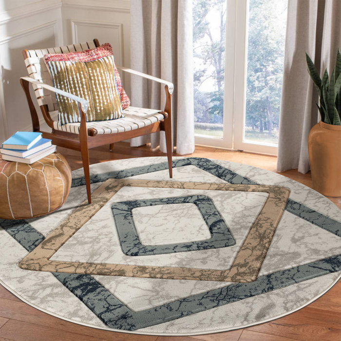 Wrought Studio Adonia Abstract White/Gray/Beige Area Rug Wayfair